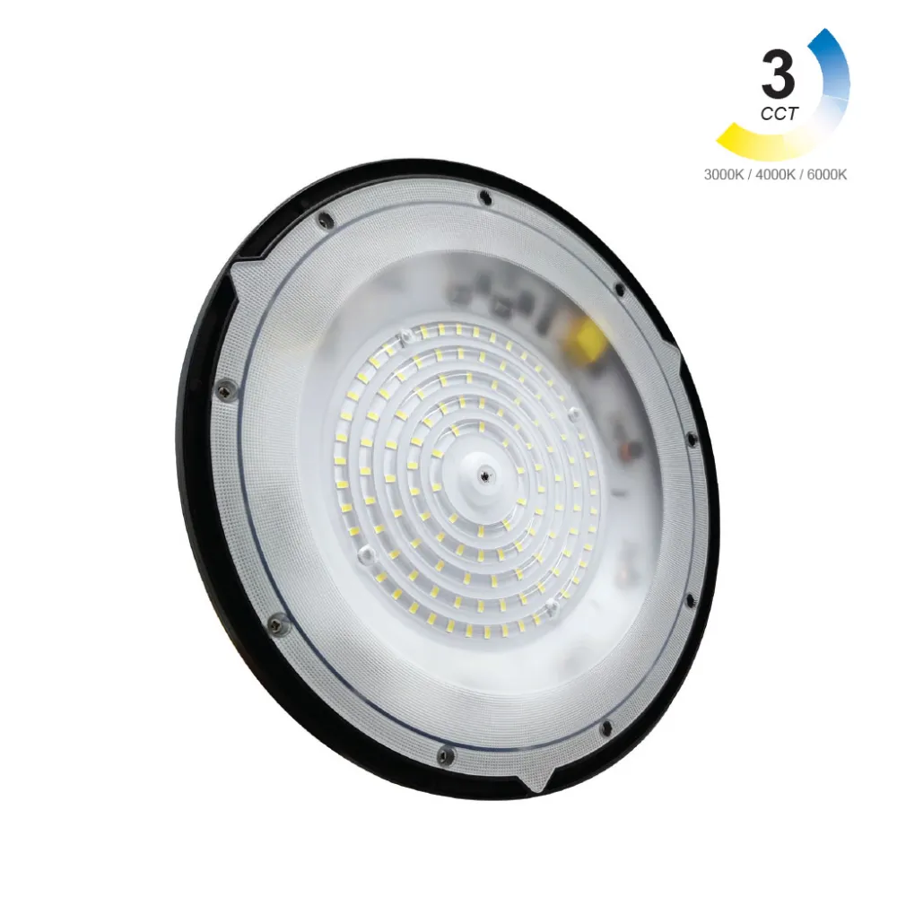 Καμπάνα Led Band Ufo 100W 3CCT 3000-4000-6000K 90° IP65 Μαύρη 3 Έτη Εγγύηση 110-265VAC d27h4.2cm