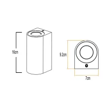 Επίτοιχο Φωτιστικό Curba Μαύρο IP44 GU10 max2Χ7W ABS+PC Seaside Class h16x7cm