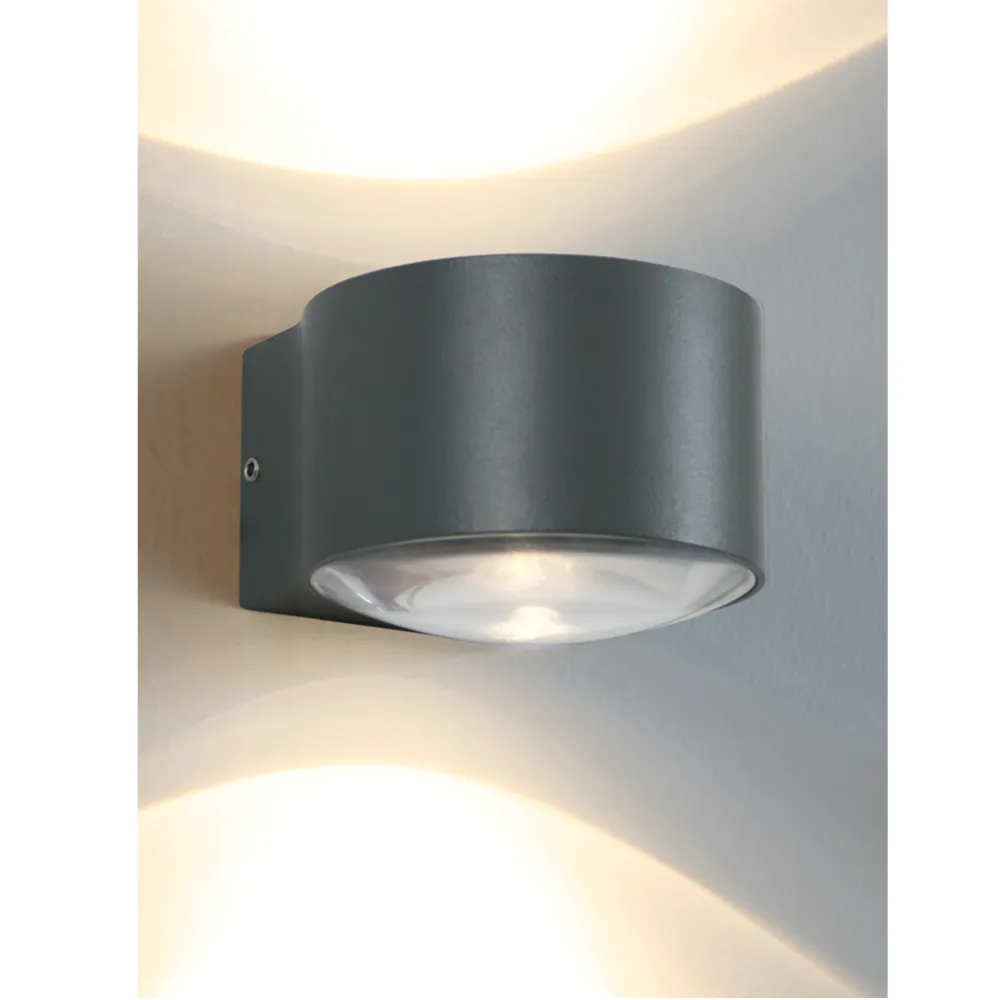 Επίτοιχο Φωτιστικό Lenss 2X4W 3000K Ανθρακί IP54 h5.2w7.8d9.9cm 90° 100-240V