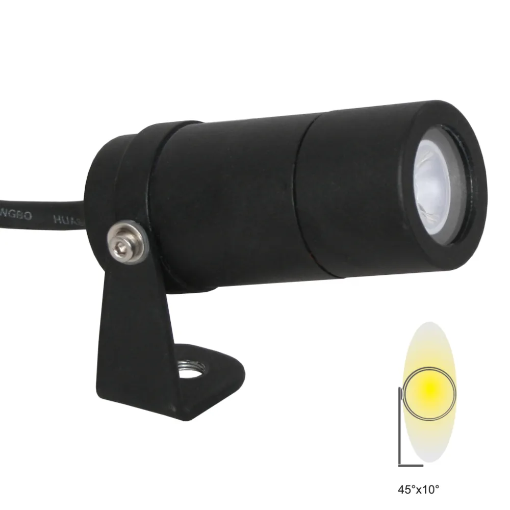 Φωτιστικό Minima Led Μαύρο 3W 3000K 45x10° κάθετη έλλειψη IP65 d3.9 h9cm 3x1mm2 1m