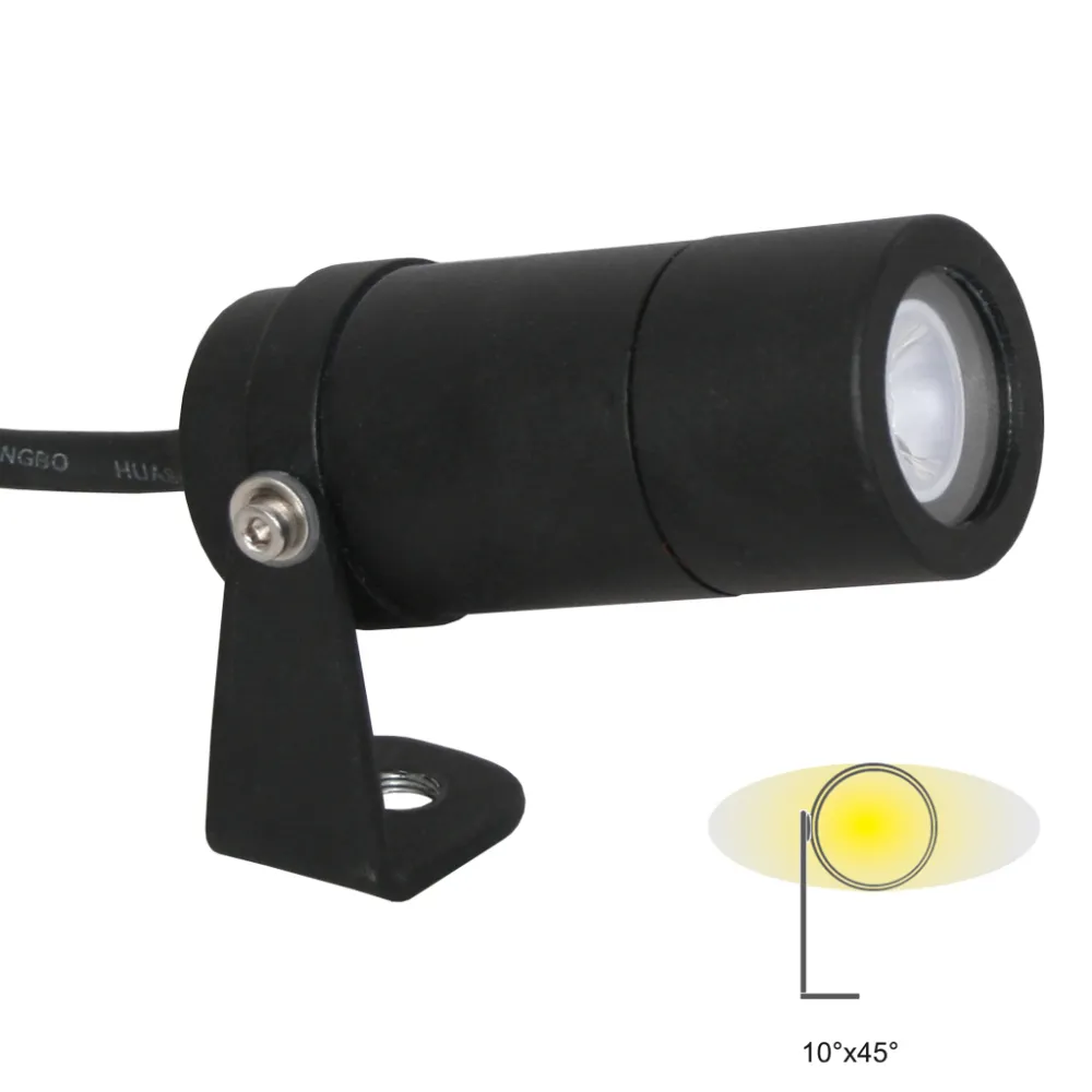 Φωτιστικό Minima Led Μαύρο 3W 3000K 10x45° οριζόντια έλλειψη IP65 d3.9 h9cm 3x1mm2 1m