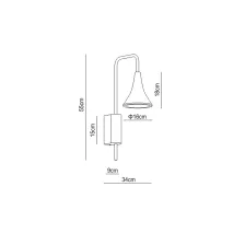 Επίτοιχο Φωτιστικό Kika Ανθρακί E27 IP65 h55l34d9cm 220-240V max40W