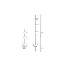 Κολώνα Αλουμινίου Μαύρη h90cm d2cm με βάση d6.5cm και καρφί h25d1.2cm με 3 εξαρτήματα καλωδίων