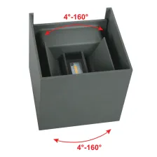 Επίτοιχο Στεγανό Φωτιστικό Box Ανθρακί IP44 2x4W 3000K 780lm  0-110°