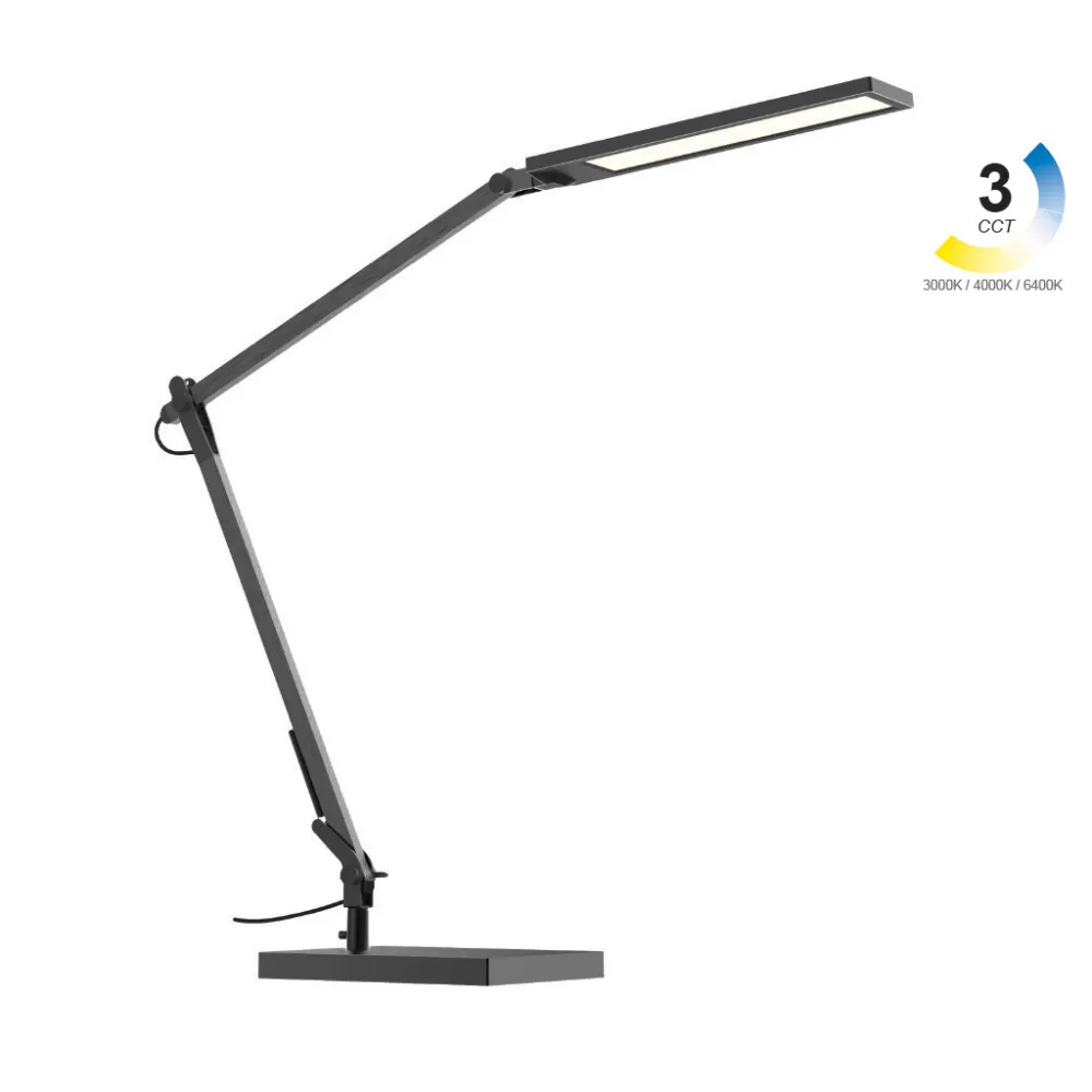 Επιτραπέζιο Clamp 13W Μαύρο 3000K/4000K/6000K 3CCT Change h47d64cm 3StepDim 1.8mAdaptor Μέγγενη&Βάση