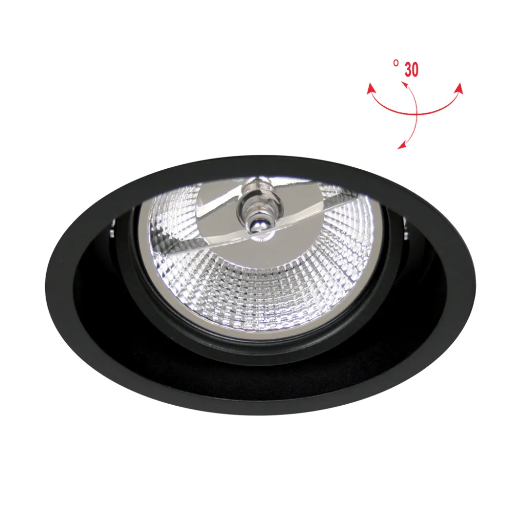 Χωνευτό Κινητό Φωτιστικό Arr-N Μαύρο Στρογγυλό GU10 30° d17cm