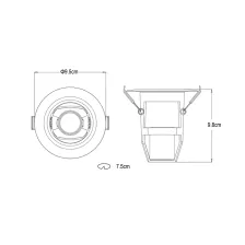 Χωνευτό φωτιστικό R50 E14 Ασημί (Μπετού) ABS d95Χh98mm Seaside class max10W Κοπή7.5cm