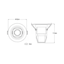 Χωνευτό Φωτιστικό R63 E27 Ασημί (μπετού) d12cmxh11.5cm Seaside class ABS Max10W Κοπή 9cm
