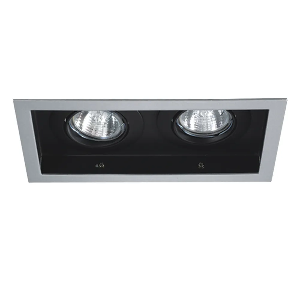 Χωνευτό Σποτ Dos 2x50W GU10 Ασημί - Μαύρο @