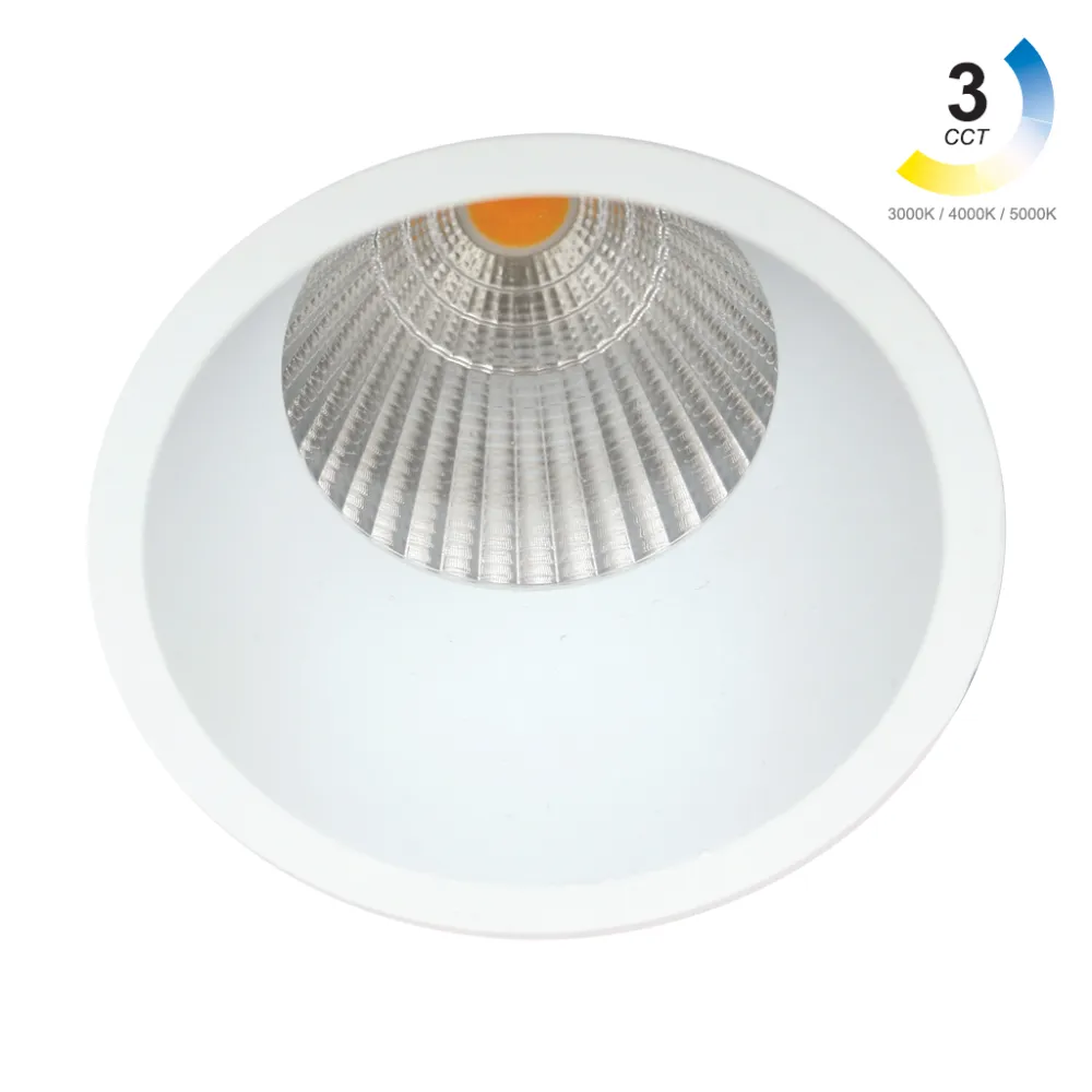 Χωνευτό Φωτιστικό Dart Λευκό Sandy 15W 3CCT 3000-4000-5000K 36° IP44  CRI90 200-320mA Dia75*H100mm