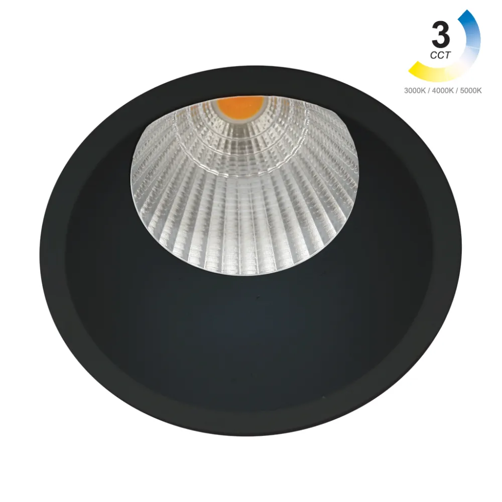 Χωνευτό Φωτιστικό Dart Μαύρο Sandy 15W 3CCT 3000-4000-5000K 36° IP44  CRI90 200-320mA Dia75*H100mm