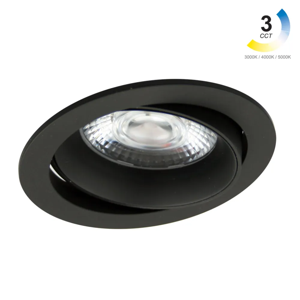 Χωνευτό Κινητό Φωτιστικό Low Μαύρο 7W 3CCT 3000-4000-5000K 36° CRI90 150mA 36V d8.5h3.5cm Κoπή7.5cm