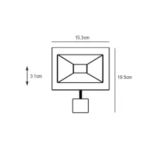 Προβολέας  Band Led 30W 6000K ,Κατάλληλος Για Ανιχνευτή, IP65 Μαύρος 230V h12.5w15.3d3.1cm