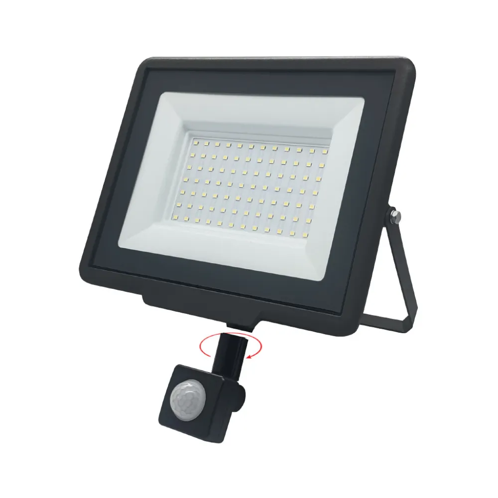 Προβολέας  Band  Led 50W 6000K,Κατάλληλος Για Ανιχνευτή,IP65 Μαύρος 230V h14.6w18.8d3.1cm