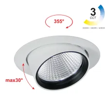Χωνευτό φωτιστικό Revo Led 30W CCT3 change 3000-3500-4000K CRI90 36° Λευκό d11h10cm 5 Έτη 33-37Volt