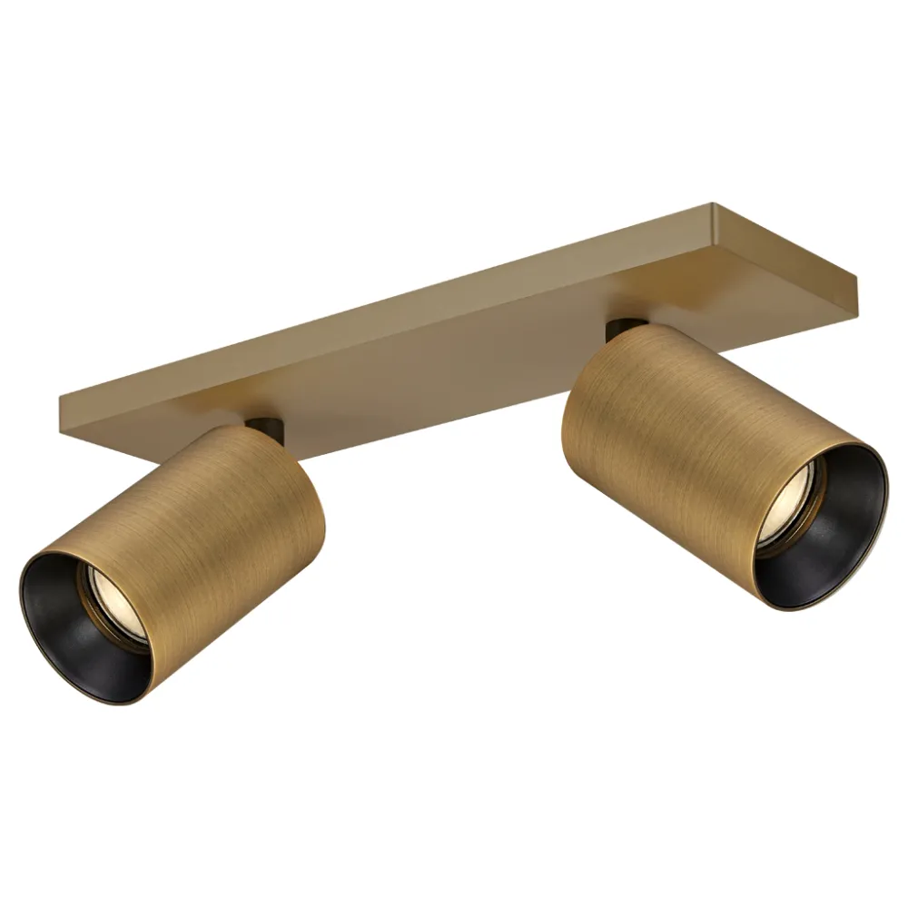 Κινητό Διπλό Φωτιστικό Οροφής Mesh Brushed Brass 2xGu10 max7.5W d30.5w9h12.5cmΜαύροΔακτύλιο