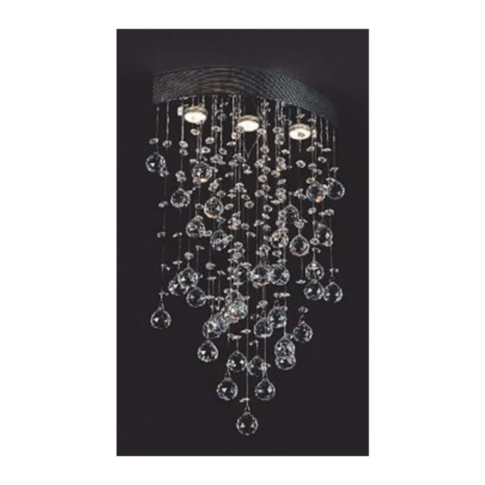 Κρεμαστό Φωτιστικό TEAR 3xGU10 Βάση σε Χρώμιο με Διάφανα Κρύσταλλα (l.45,5-h.76cm)