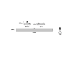 Γραμμικό Φωτιστικό Rino Led 18W 60cm 3CCT Change 3000/4000/6500Κ,w5h3,4cm,120°
