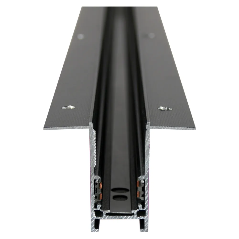 Μαγνητική Ράγα Χωνευτή Trimless New 1m Μαύρη 52.25x68mm με τάπες