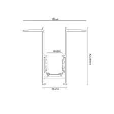 Μαγνητική Ράγα Χωνευτή Trimless New 3m Μαύρη 52.25x68mm με τάπες
