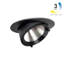 Χωνευτό φωτιστικό Roma 30W 3CCT 3000-3500-4000K 36° Μαύρο CRI90 315-720mA 34-38Volt d16h13.5cm 5Έτη