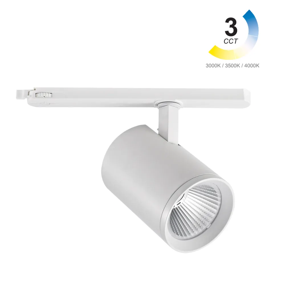 Φωτιστικό Ράγας Loko 38W 3CCT 3000-3500-4000K 36° Λευκό CRI90 3Φασικό,5Έτη Εγγύηση,h12d9cm 198-264V