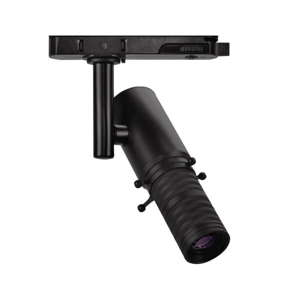 Φωτιστικό Ράγας Gobo 10W Με Πτερύγια,3000Κ,15-36°,Μαύρο,Dim0/1-10V,CRI90 3Phase,5Έτη,h15d3.6cm 230V