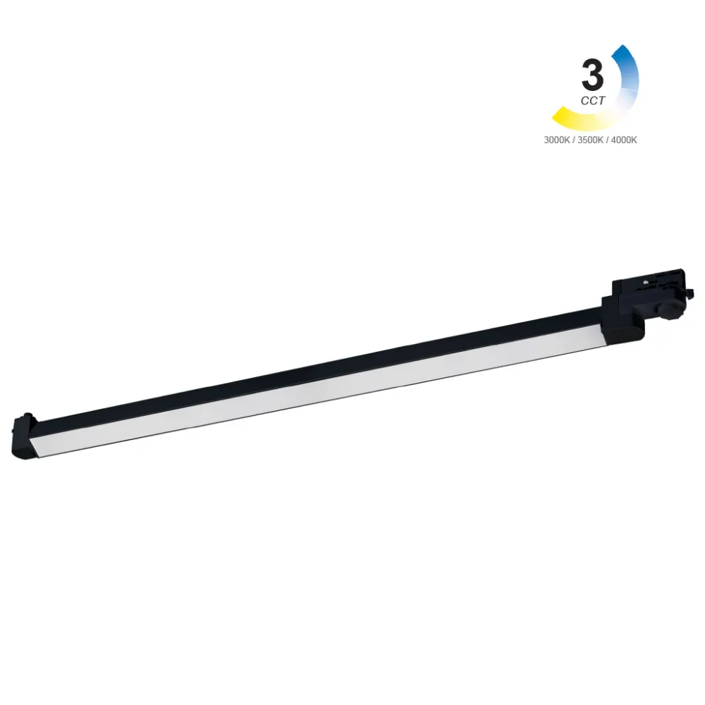 Κινητό Φωτιστικό Ράγας Wipo 40W 3CCT 3000-3500-4000K 90° Μαύρο 3Φασικό,3Έτη Εγγύηση,l93.5d3.3cm 230V