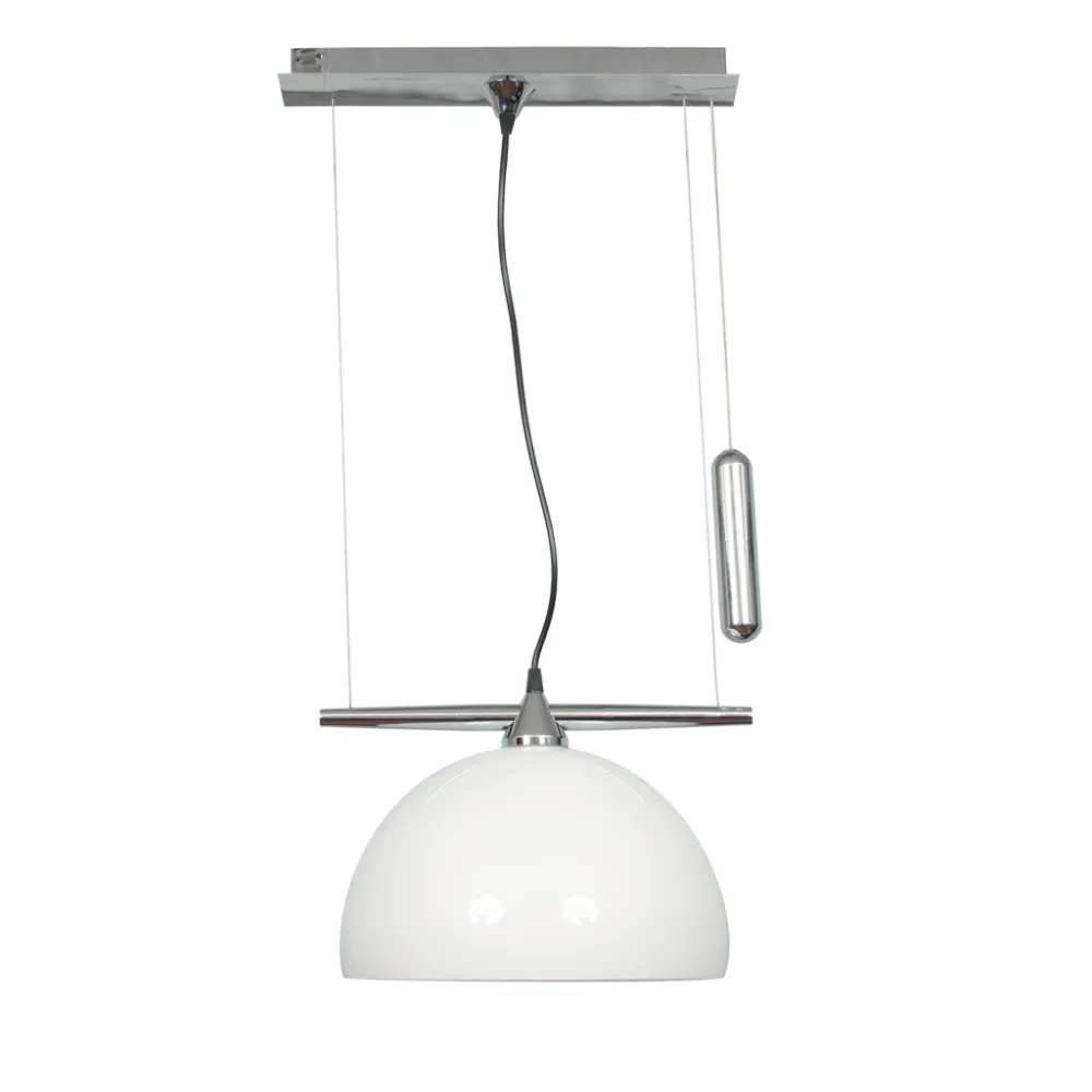Κρεμαστό φωτιστικό NUBIA 1xE27 Χρώμιο με Λευκό Γυαλί (d.36-h22cm)@
