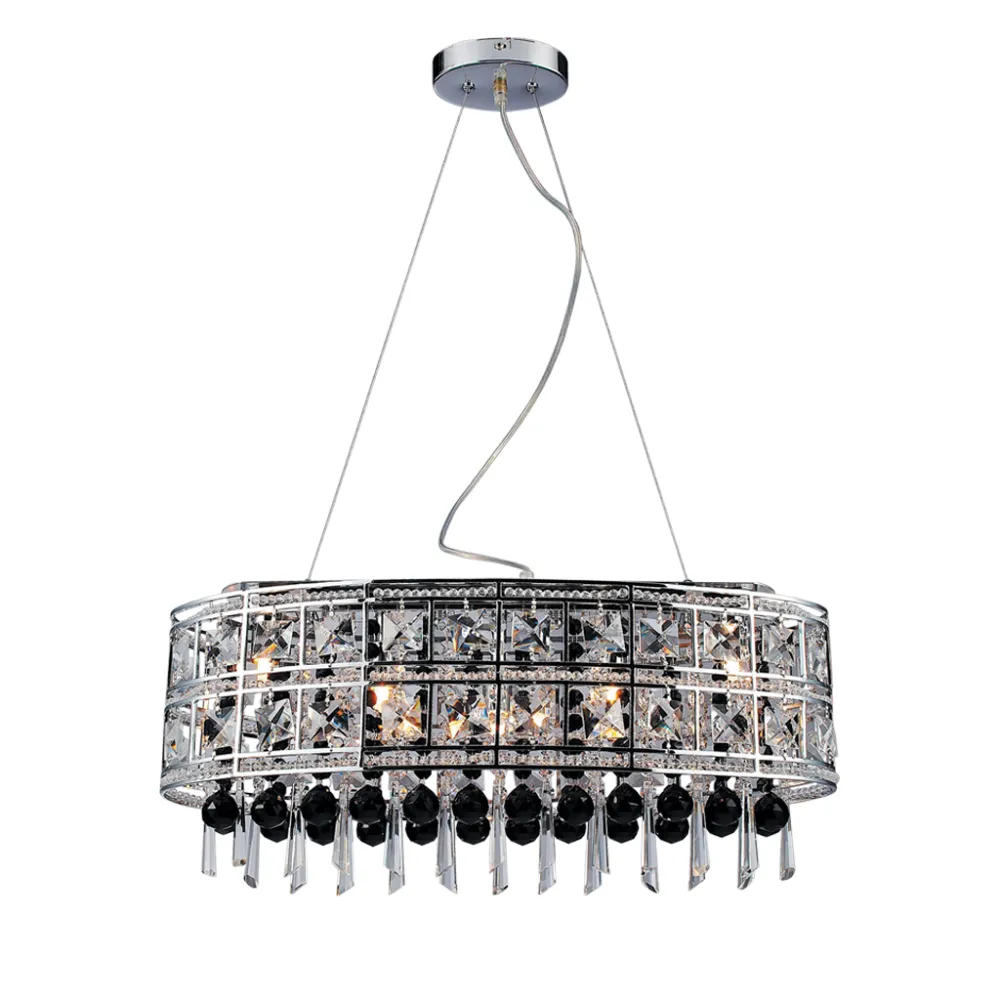 Κρεμαστό Φωτιστικό GONDOLA 5xG9 Χρώμιο με Μαύρα & Διάφανα Κρύσταλλα (55x22-h.25cm)