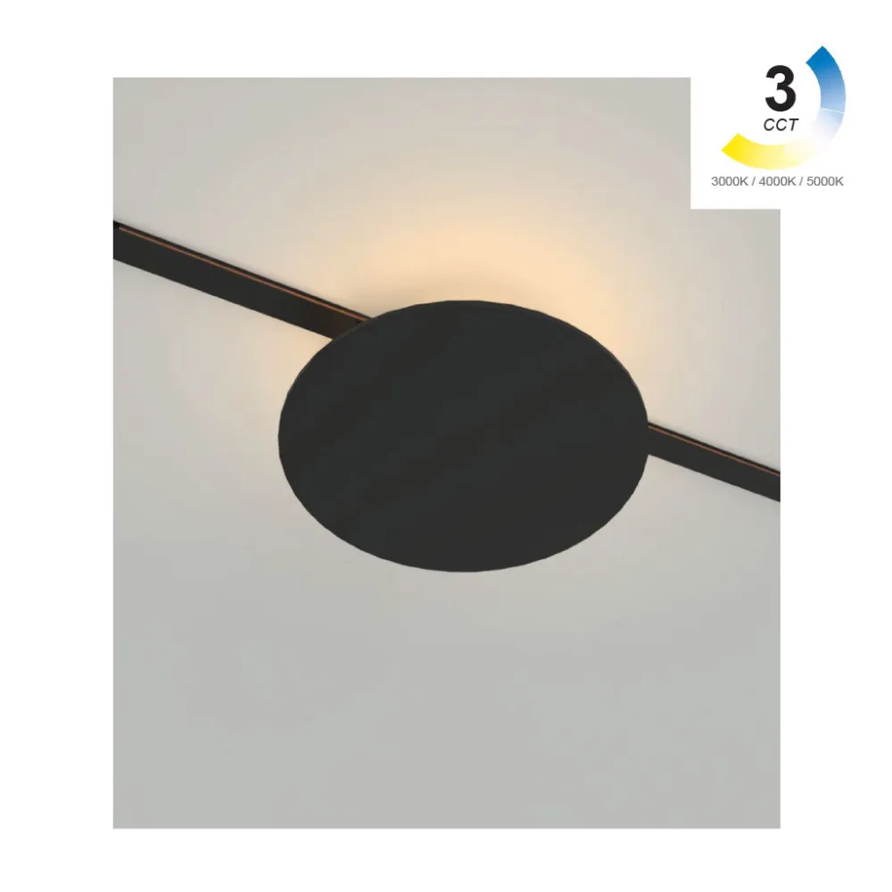 Φωτιστικό Varrio 9  Μαύρο 7W CCT3 3000-4000-5000K Tuya Wifi CRI90  d18h4.6cm,40Vdc Έμμεσου Φωτισμού