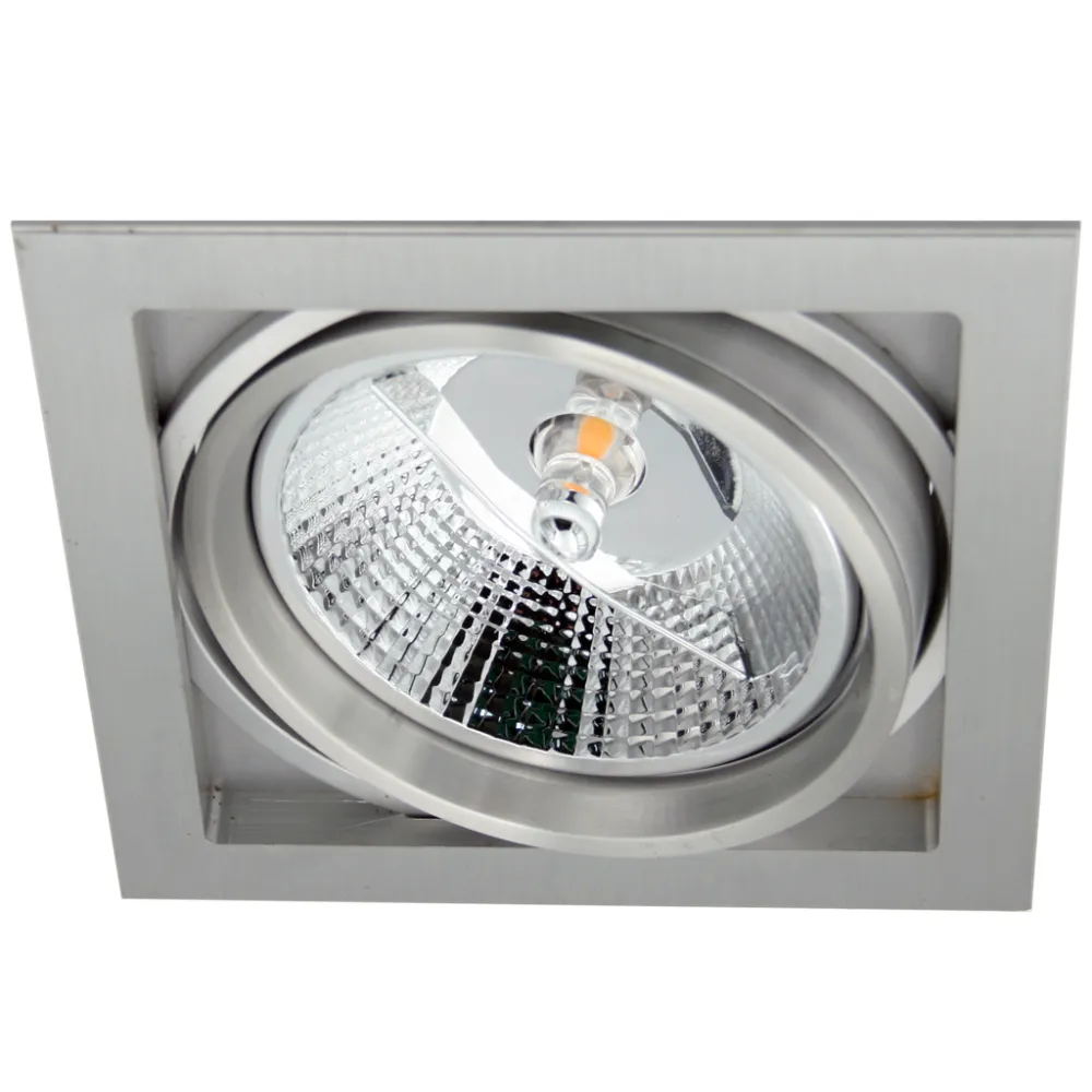 Χωνευτό Κινητό Φωτιστικό QR-111 Φυσικό Αλουμίνιο QNA1 d16h5cm κοπή15cm@