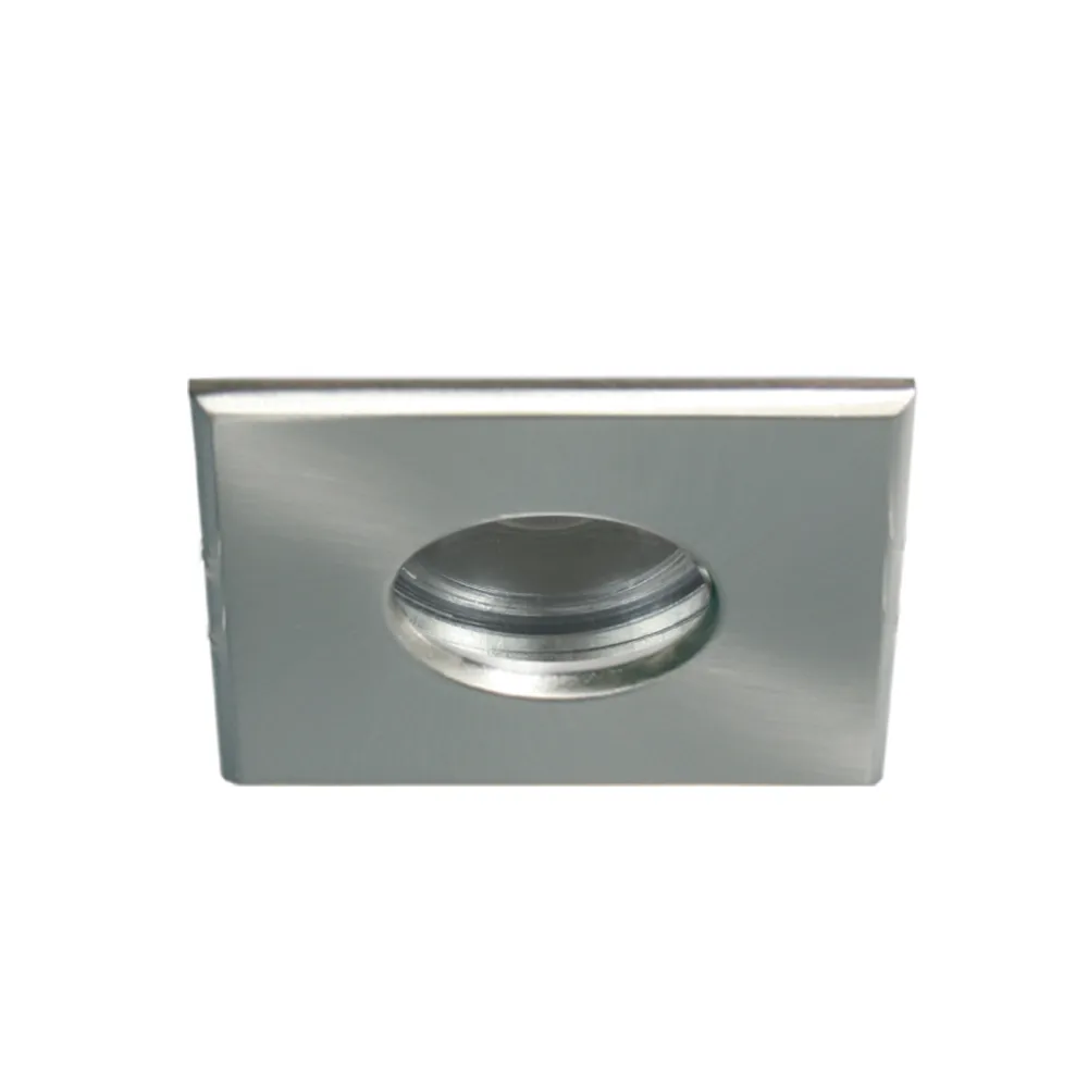 Χωνευτό φωτιστικό Dol-S Τετράγωνο Nickel Mat GU10,διάφανο γυαλί,IP65 d8.4h5cm