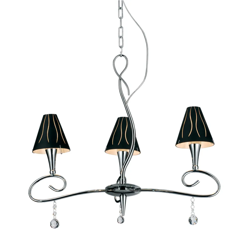Κρεμαστό Φωτιστικό LUNA Black 3xG9 χρώμιο με Καπέλα (d.64,h.50cm)