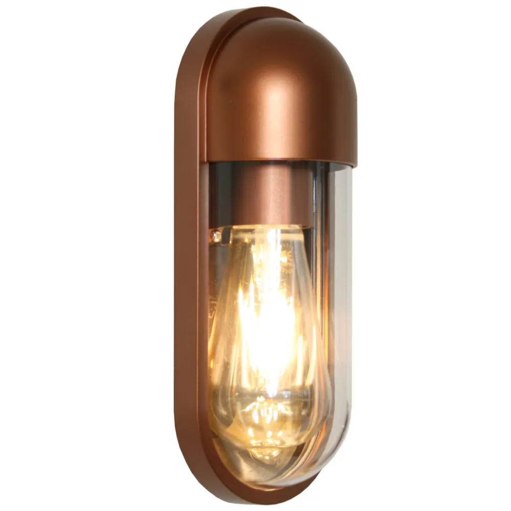 Επίτοιχο Φωτιστικό Oval E27 max15W Χαλκός IP54  d9.6h24cm Seaside class