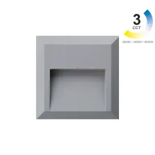 Φωτιστικό Shadow 2 Led 2W 3CCT change 3000-4000-6500Κ IP65 Ασημί h12.5w12.5d2.7cm