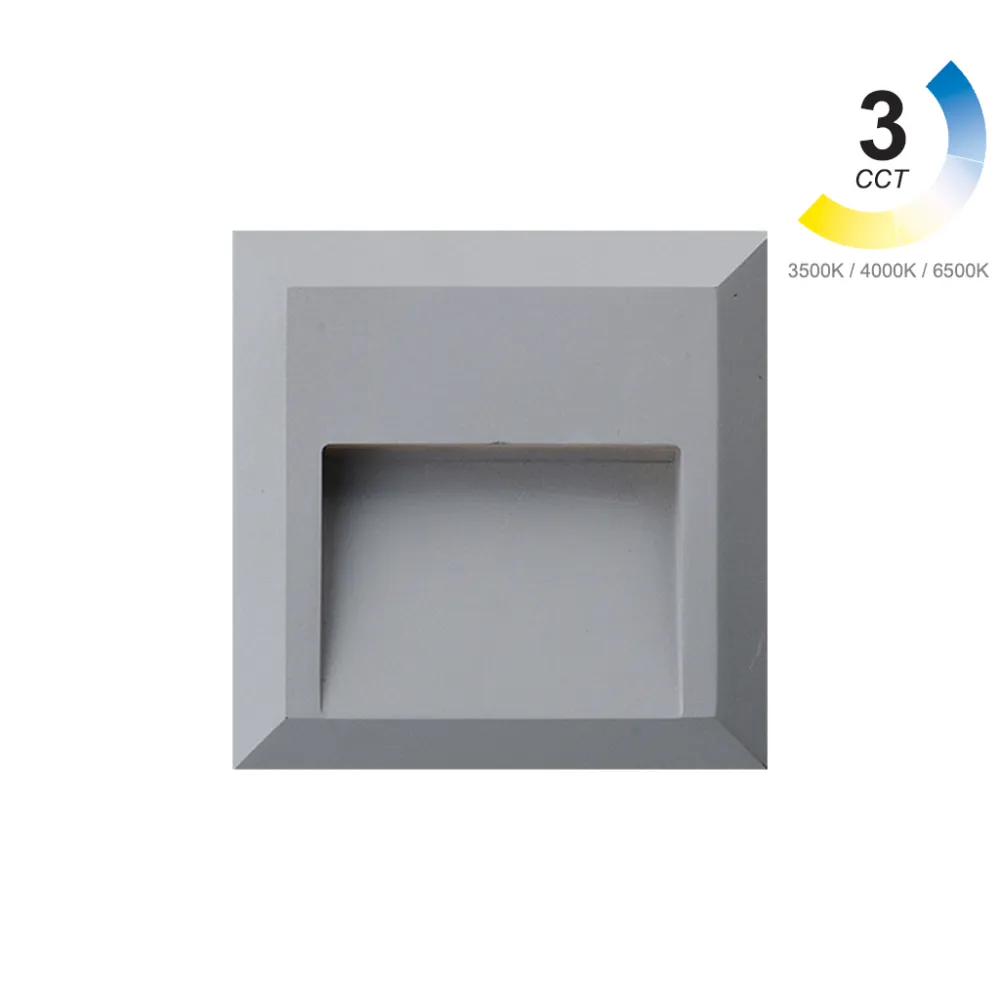 Φωτιστικό Shadow 2 Led 2W 3CCT change 3000-4000-6500Κ IP65 Ασημί h12.5w12.5d2.7cm