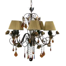 Πολυέλαιος NATURA 5xE14 Μπρονζέ με Κρύσταλλα & Καπέλα (d.64xh.60-126cm)