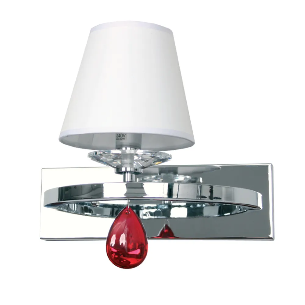 Επίτοιχο Φωτιστικό ELEMENT 1xE14 Χρώμιο με Λευκό Καπέλο & Κόκκινο Κρύσταλλο (l.32-xh.25cm)