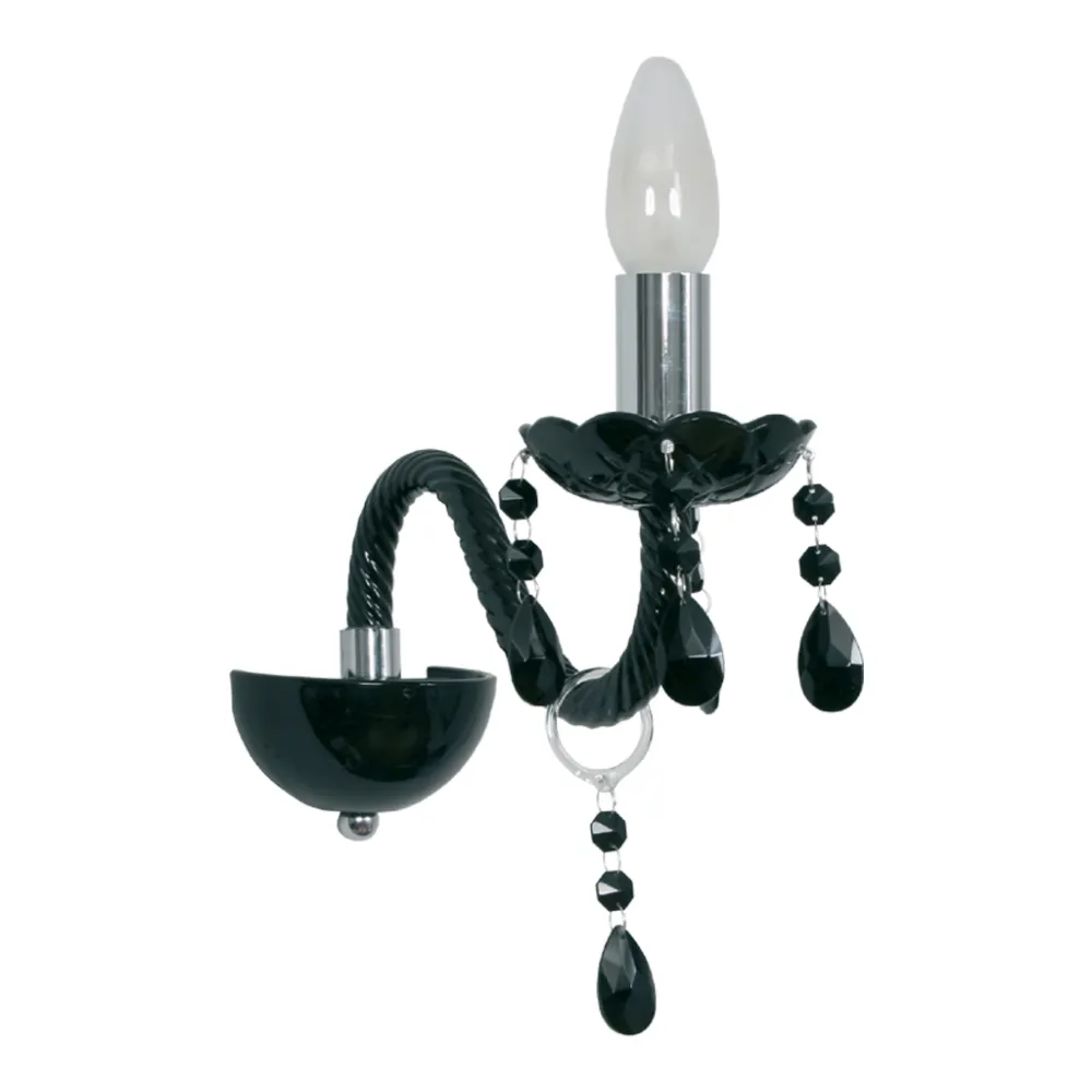 Επίτοιχο Φωτιστικό VINTAGE BLACK 1xE14 με Κρύσταλλα (l.10-h.31cm)