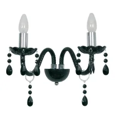 Επίτοιχο Φωτιστικό VINTAGE BLACK 2xE14 με Κρύσταλλα (l.38-h.31cm)