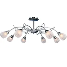 Κρεμαστό Φωτιστικό FLOWER 8xG9 Χρώμιο με Γαλακτερό Γυαλί (d.75-h.31cm)