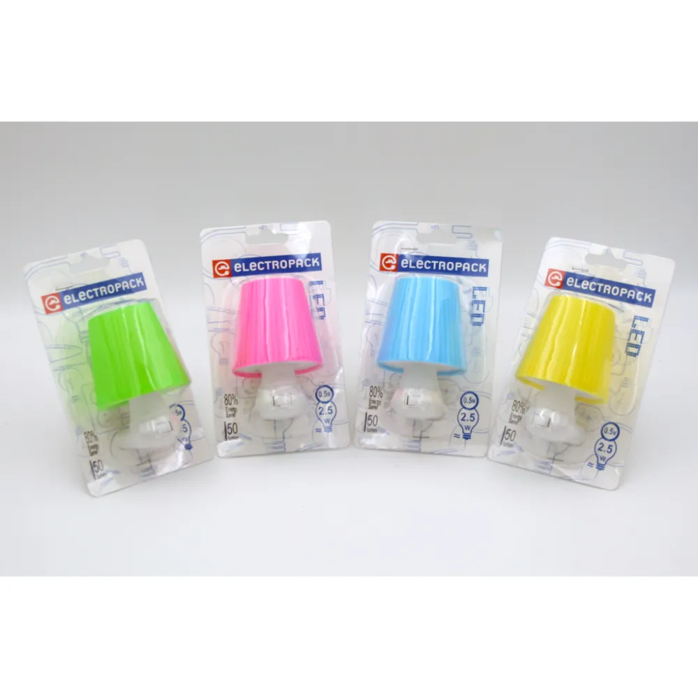 Φωτάκι Νυκτός Led 0,5W με Διακόπτη 230V(Σιέλ, Κίτρινο,Πράσινο,Ροζ)Single Blister Packing Electropack