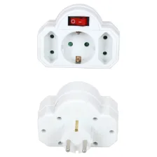 Αντάπτορ από Σούκο σε Σούκο&2 Διπολικές & Διακόπτη,Λευκό,με προστασία παίδων,PVC με κρέμαση
