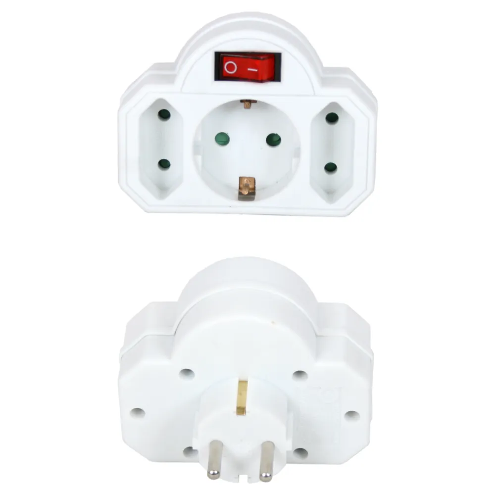 Αντάπτορ από Σούκο σε Σούκο&2 Διπολικές & Διακόπτη,Λευκό,με προστασία παίδων,PVC με κρέμαση