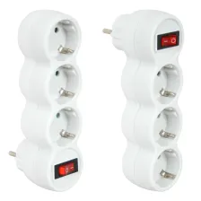 Αντάπτορ Σούκο σε 3 Σούκο& Διακόπτη,Κατακόρυφος,Λευκός με Ασφάλεια Παίδων,PVC με κρέμαση,Electropack