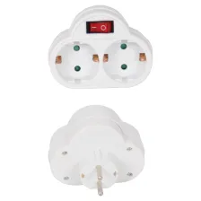 Αντάπτορ από Σούκο σε 2 Σούκο με Διακόπτη,με Ασφάλεια Παίδων,Λευκό,PVC με κρέμαση, Electropack