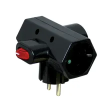 Σταυρός Σούκο 3 Θέσεων&Διακόπτη, Μαύρος, Electropack,3Χ16Α,με ασφάλεια παίδων,PVC με κρέμαση