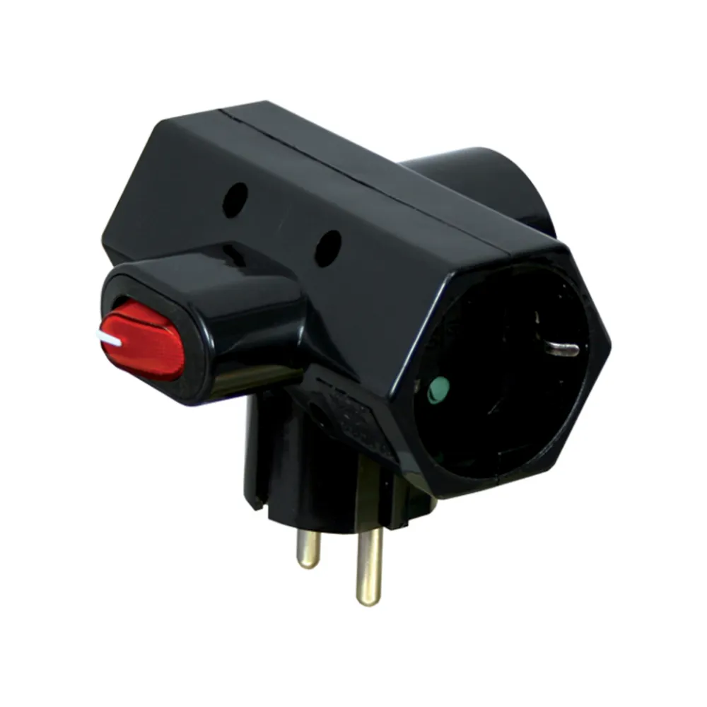 Σταυρός Σούκο 3 Θέσεων&Διακόπτη, Μαύρος, Electropack,3Χ16Α,με ασφάλεια παίδων,PVC με κρέμαση