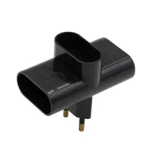 Αντάπτορ Μαύρο διπολικό πολλαπλό βακελίτου 3 εξόδων Blister 6A/250V ΗΜΡΡ/02762